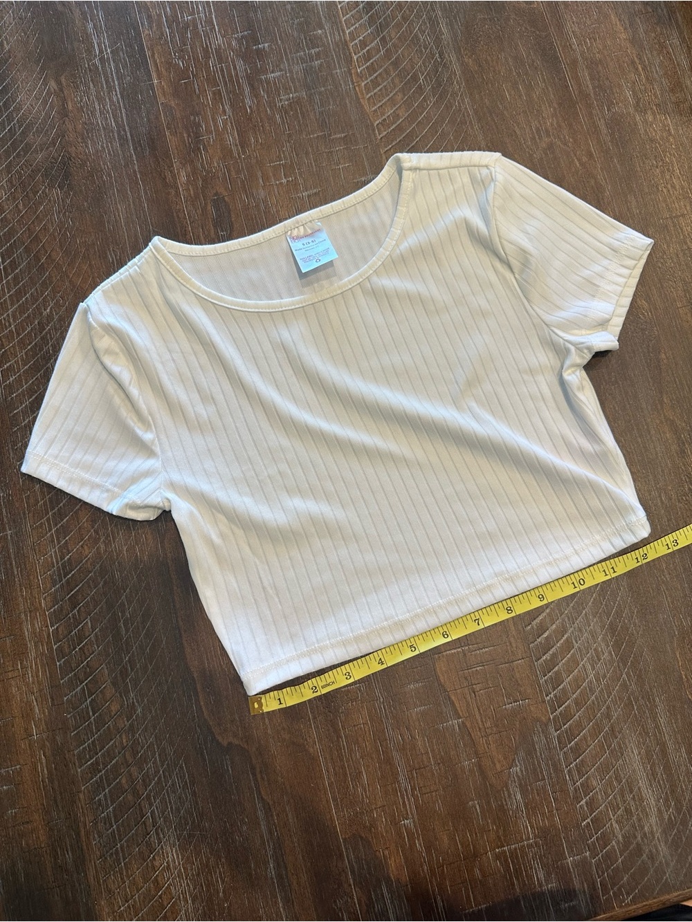 Ribbed Short Sleeve White Crop Top